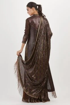Nakul Sen Coffee Sequin Striped Sharara Set -Deals Toggora Store 13nsc24 5