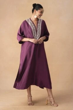 Jayanti Reddy Wine Zardosi Embellished Kaftan -Deals Toggora Store 141123jr8 3