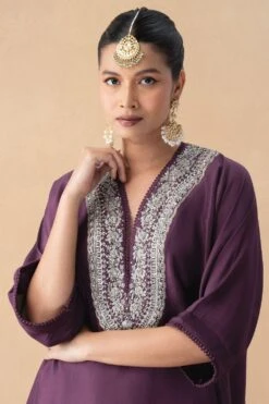 Jayanti Reddy Wine Zardosi Embellished Kaftan -Deals Toggora Store 141123jr8 4