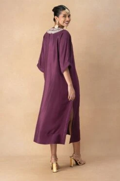 Jayanti Reddy Wine Zardosi Embellished Kaftan -Deals Toggora Store 141123jr8 5