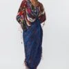 Saaksha & Kinni Blue Floral Micro Pleated Sari Dress -Deals Toggora Store 14323sk42 1