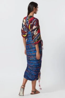 Saaksha & Kinni Blue Floral Micro Pleated Sari Dress -Deals Toggora Store 14323sk42 2