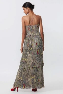 Saaksha & Kinni Multicoloured Micro Pleated Tiered Dress -Deals Toggora Store 14323sk45 2