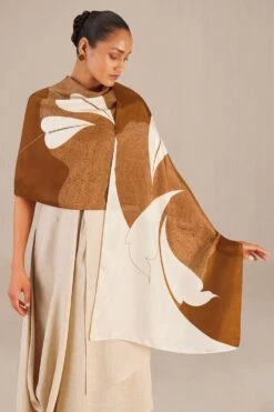 AMPM Nafisah Earthy Brown Silk Scarf