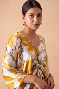 Inca Marble White Gulmohar Printed Knot Kaftan Tunic -Deals Toggora Store 15124inca10 4