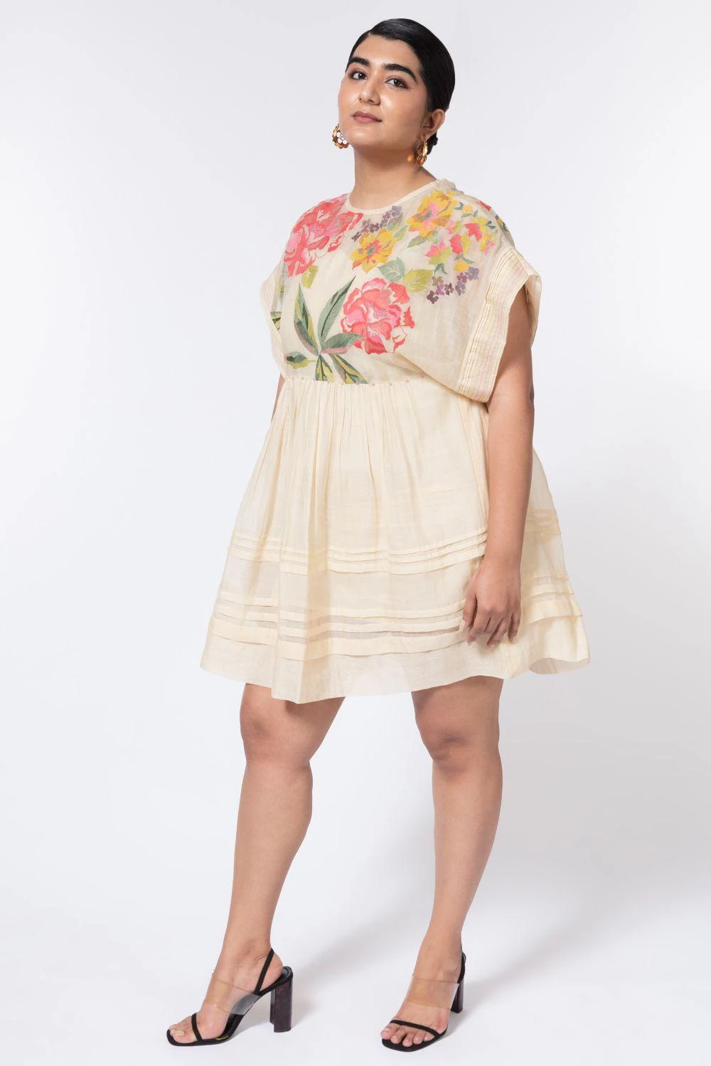 Half Full Curve Ivory Floral Mini Dress 4 Half Full Curve Ivory Floral Mini Dress - Image 2