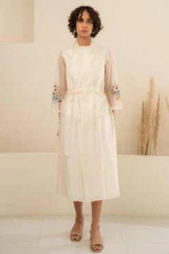 Arcvsh By Pallavi Singh Ivory Floral Embellished Jacket & Dress Set -Deals Toggora Store 15423arc26 3