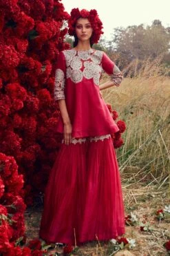 Bhumika Sharma Red Embroidered Sharara Set