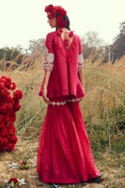 Bhumika Sharma Red Embroidered Sharara Set -Deals Toggora Store 157bs4 4