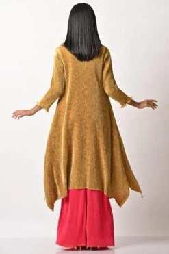 Kiran Uttam Ghosh Mustard Pleated Embroidered Kaftan 11 Kiran Uttam Ghosh Mustard Pleated Embroidered Kaftan -Deals Toggora Store 159ku12 5