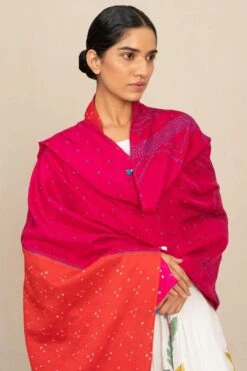 Injiri Handcrafted Pink Bandhani Scarf -Deals Toggora Store 16523inj2 3