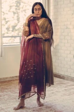 Sarang Kaur Olive Noor Hand Embroidered Kurta Set