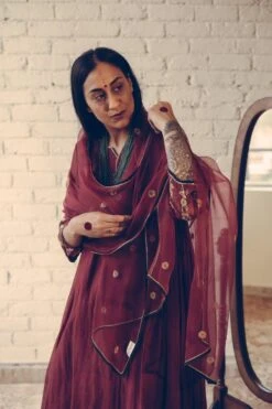 Sarang Kaur Maroon Phool Stole -Deals Toggora Store 1712sk20 4