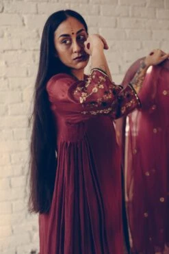 Sarang Kaur Maroon Phool Stole -Deals Toggora Store 1712sk20 5