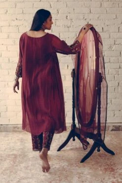 Sarang Kaur Maroon Phool Stole -Deals Toggora Store 1712sk20 6