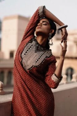 Avacara Maroon Handblock Printed Kaftan Dress -Deals Toggora Store 172ap13 3