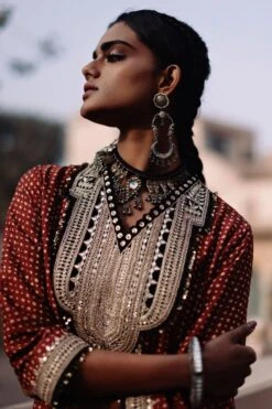 Avacara Maroon Handblock Printed Kaftan Dress -Deals Toggora Store 172ap13 5