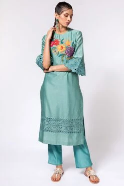 Chandrima Aqua Chanderi Pants