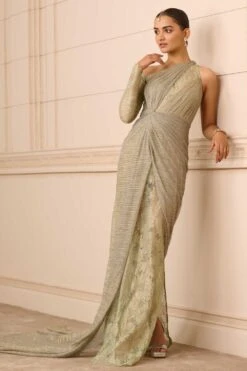 Tarun Tahiliani Palladium Blue Draped Dress 8 Tarun Tahiliani Palladium Blue Draped Dress -Deals Toggora Store 18523tt8 3