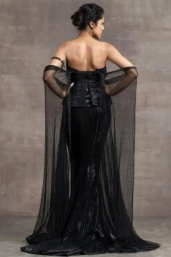 Tarun Tahiliani Black Tulle Gown -Deals Toggora Store 187tt20 4 1
