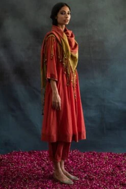 Swatti Kapoor Henna Green Sequined Scarf