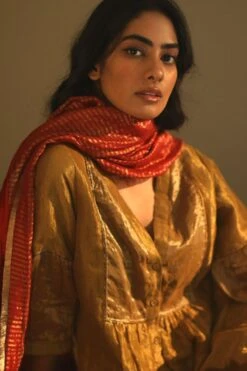 Shorshe Handloom Chanderi Rust Red Stole -Deals Toggora Store 1910s29 3