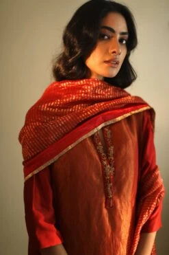 Shorshe Handloom Chanderi Rust Red Stole -Deals Toggora Store 1910s29 4