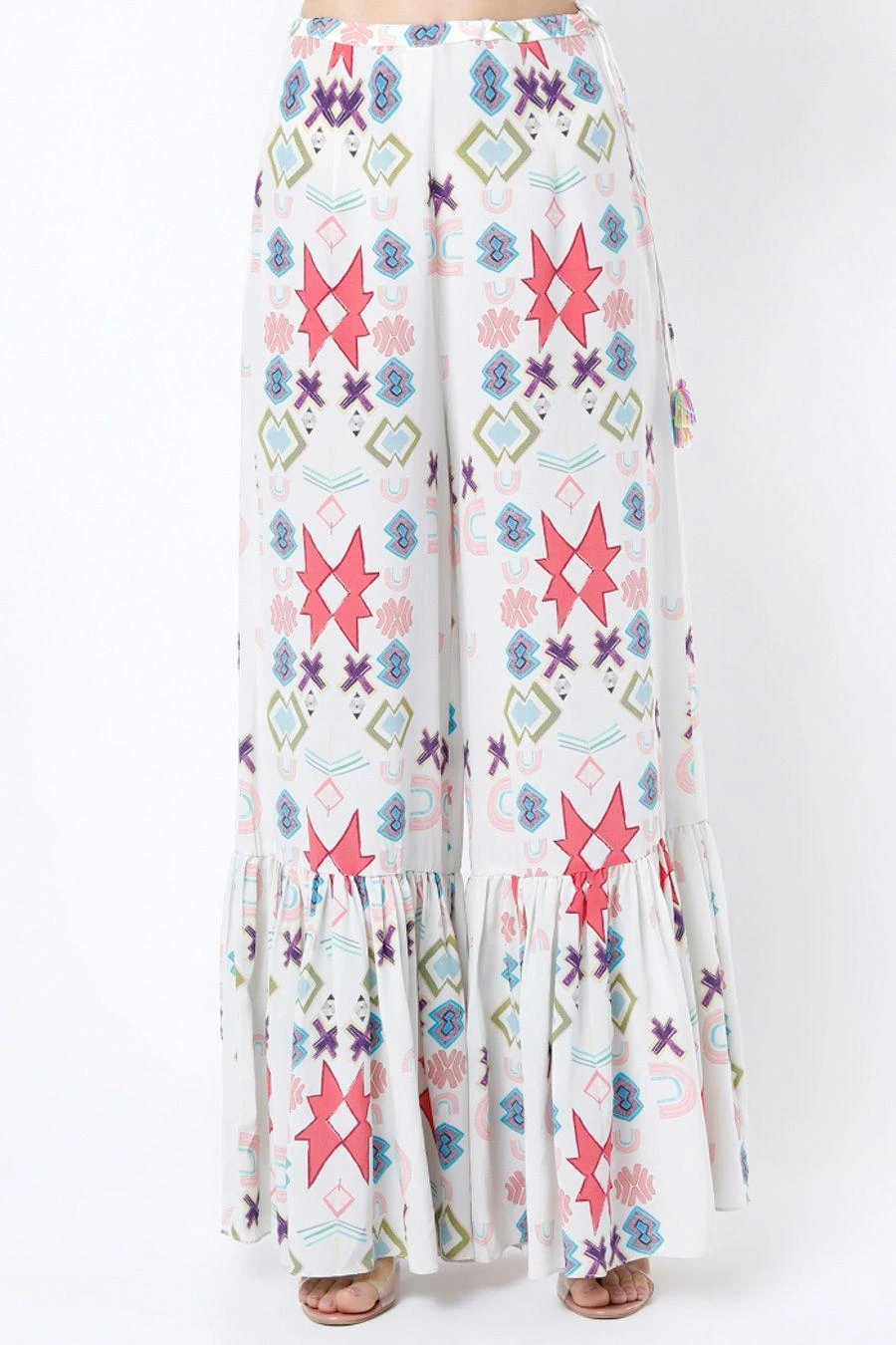 Payal Singhal White Ikat Printed Kaftan Set 4 Payal Singhal White Ikat Printed Kaftan Set - Image 2