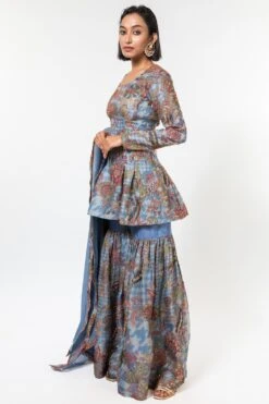 Aisha Rao Powder Blue Houndstooth Print Sharara Set -Deals Toggora Store 191ar16 3