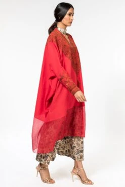 Divya Sheth Red Embroidered Kaftan & Pants Set -Deals Toggora Store 191ds1 3