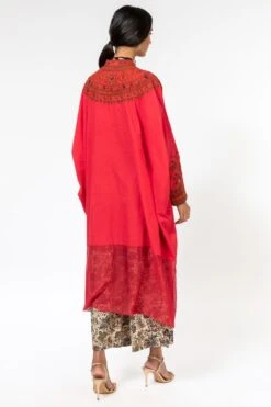 Divya Sheth Red Embroidered Kaftan & Pants Set -Deals Toggora Store 191ds1 5