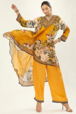 Rajdeep Ranawat Mustard Yellow Printed Palazzo -Deals Toggora Store 197rr18 2