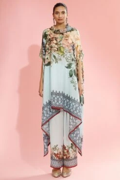 Rajdeep Ranawat Powder Blue Printed Kaftan