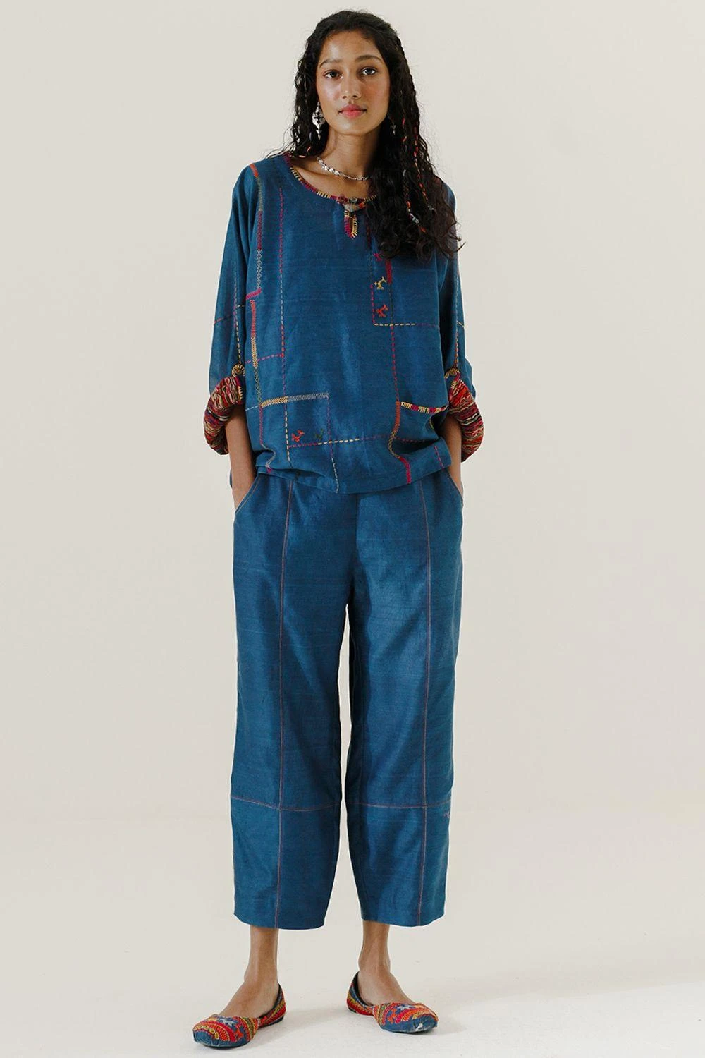 Sunira Designs Blue Mool Boho Pants 3 Sunira Designs Blue Mool Boho Pants