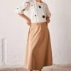 Khara Kapas Khaki Midi Skirt