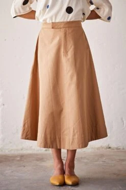 Khara Kapas Khaki Midi Skirt -Deals Toggora Store 19923kk29 3