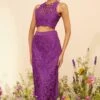 Chandrima Purple Cutwork Skirt