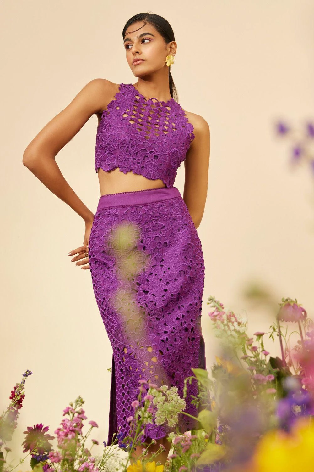 Chandrima Purple Cutwork Skirt 4 Chandrima Purple Cutwork Skirt - Image 2