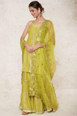 Gopi Vaid Mint Green Embroidered Sharara Set