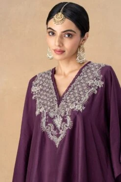 Jayanti Reddy Wine Embellished Kaftan -Deals Toggora Store 20723jr11 4