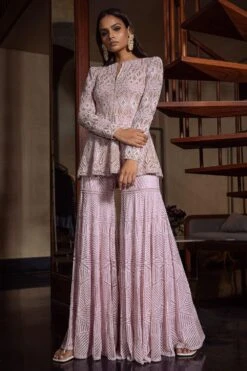 Ritika Mirchandani Lavender Hand Embroidered Sharara Set