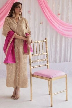 Shorshe Pearl Beige Kaftan Set