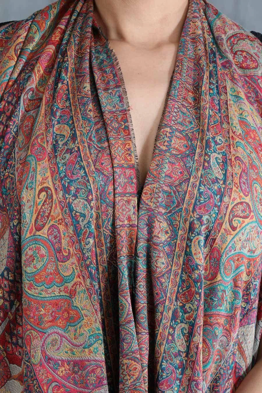 Dusala India Multicoloured Handwoven Cashmere Stole 4 Dusala India Multicoloured Handwoven Cashmere Stole - Image 2