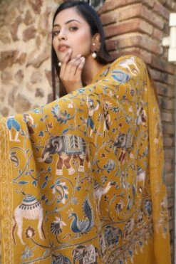 Dusala India Mustard Aari Work Handwoven Cashmere Stole -Deals Toggora Store 2211dus24 4