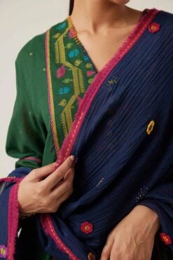 Sunira Designs Blue Gulzaar Frayed Stole -Deals Toggora Store 2222323sg45 3