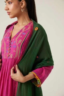 Sunira Designs Green Gulzaar Frayed Stole 12 Sunira Designs Green Gulzaar Frayed Stole -Deals Toggora Store 2222323sg46 5