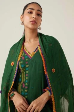 Sunira Designs Green Gulzaar Lace Stole -Deals Toggora Store 2222323sg50 5