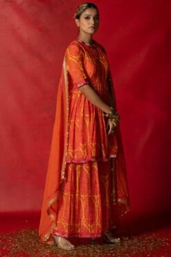 Pooja Keyur Orange & Yellow Aari Embroidered Sharara Set -Deals Toggora Store 229pk15 3