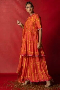 Pooja Keyur Orange & Yellow Aari Embroidered Sharara Set -Deals Toggora Store 229pk15 4