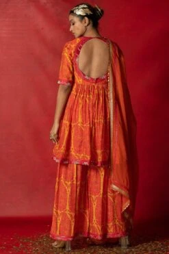Pooja Keyur Orange & Yellow Aari Embroidered Sharara Set -Deals Toggora Store 229pk15 5